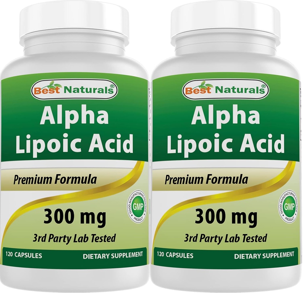 Mejores Naturales Ácido Lipoico alfa 300 mg 120 cápsulas (120 Cuenta (Pack of 2))