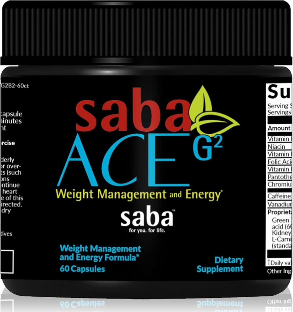 Saba ACE G2 - Thermogenic Fat Burner. Suplemento de pérdida de peso, supresor de la competencia, " Booster de energía - Green Tea Extract,Capsimax, Garcania, Carnosyn " Más - 60 cápsulas