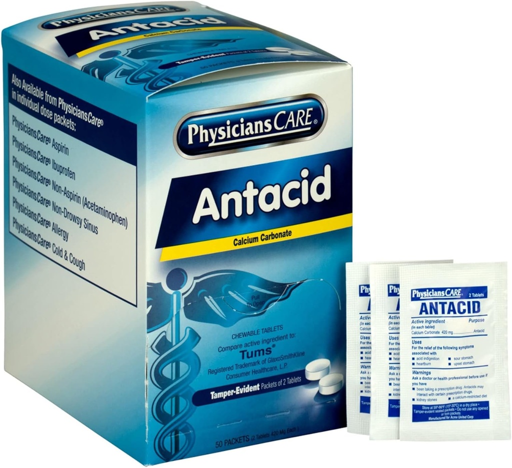 MédicosCare Antacid Heartburn Medication (Compare to Tums), 50 Dos dosis de dos tabletas, 420 mg