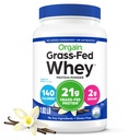 Orgain Whey Protein Powder, Vainilla Bean- 21g Grass Proteína Dairy, 5g BCAAs, 3g Fibra Prebiótica, No Sugar Añadido, No hay hormonas agregadas, Gluten Gratis, Kosher, Para Shakes &amp; Smoothies - 1.82lb