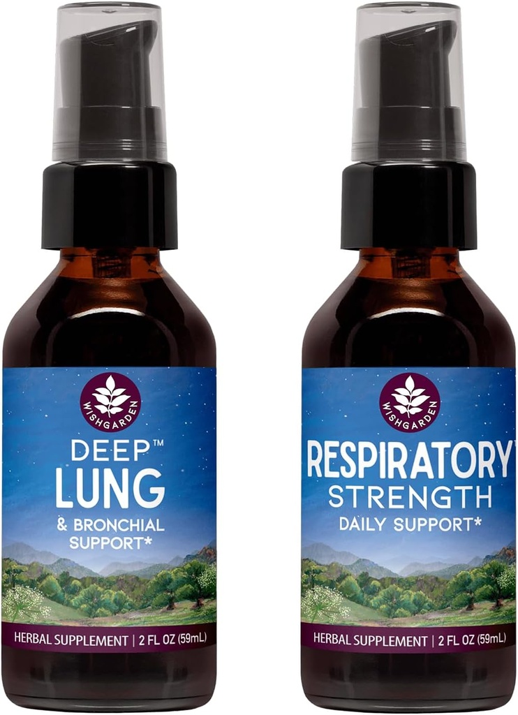 WishGarden Herbs Healthy Breathing Bundle - Deep Lung Bronchial Support Lung Cleanse &amp; Detox Respiratory Tonic Supports Long-Term Lung Resilience and Better Lung Efficiency, 2oz Bundle