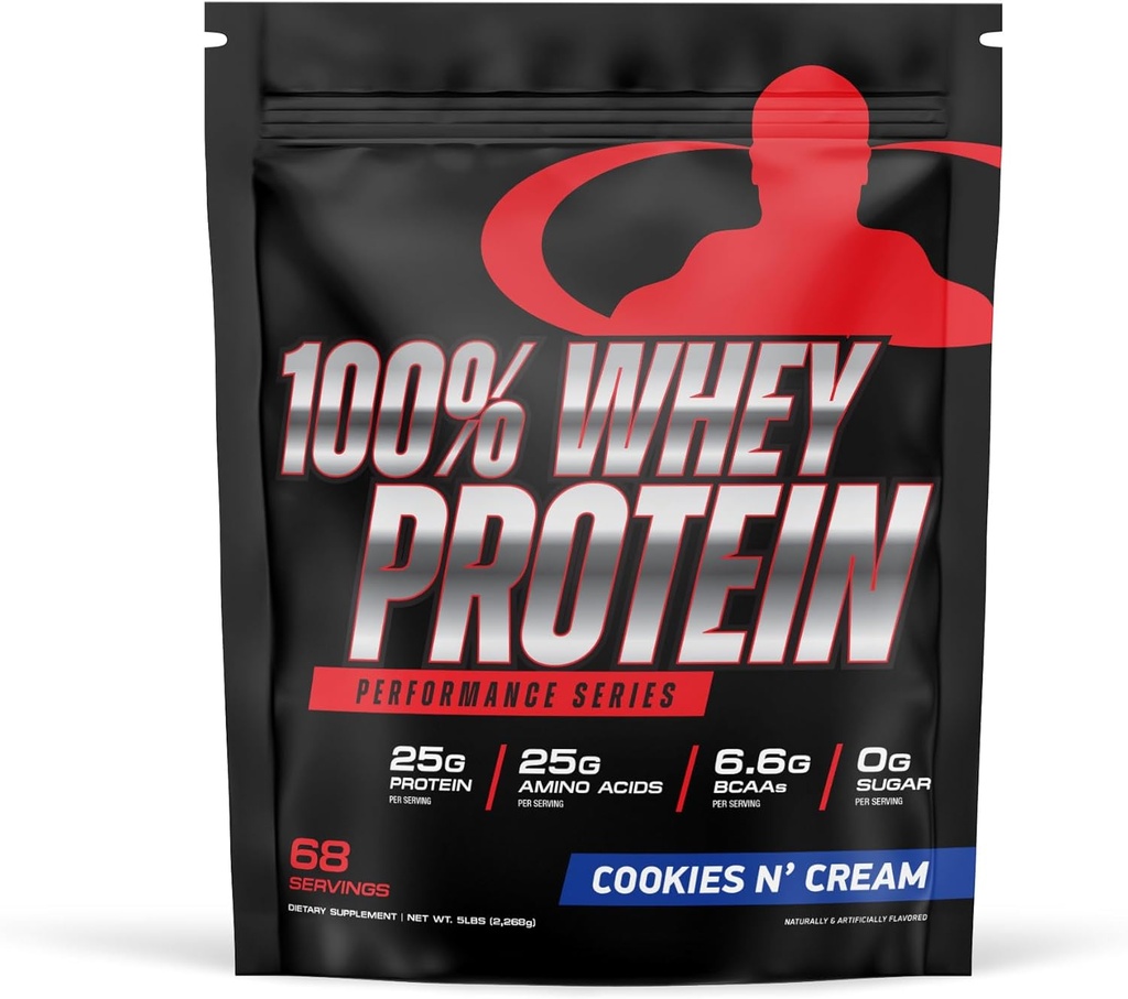 Goliath Labs 100% Whey Protein Powder Isolate/Blend ¦ Fast-Absorbing Workout Suplementos para Hombres y Mujeres ANTE 25g de Proteína Pura y 5.5g de BCAAs viv 5 lbs, 68 Servings (5 LB, Cookies n Cream)