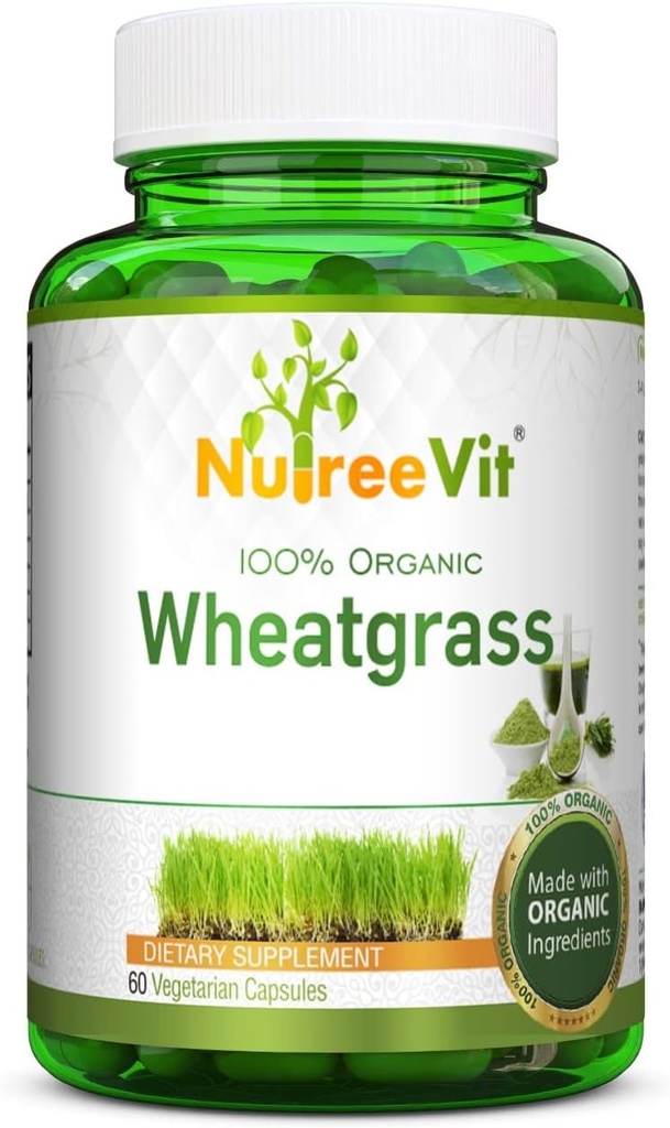 NutreeVit Pura Wheatgrass ecológica Superfood Powder 500 mg (320 cápsulas)