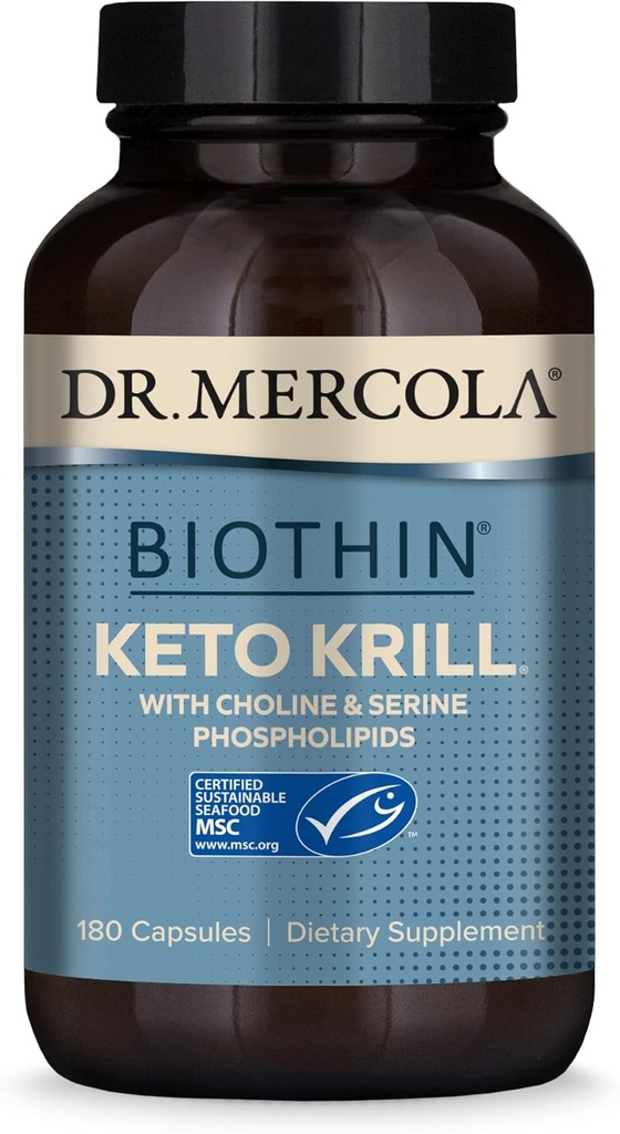Dr. Mercola, Keto Krill Oil Supplement, 90 Servings (180 Capsules) Omega 3 Fatty Acids, MSC Certified, Non GMO, Soy-Free, Gluten Free