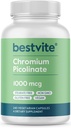BESTVITE Chromium Picolinate 1000mcg (240 cápsulas vegetarianas) - No Stearates - No Dicalcium Phosphate - Vegan - Gluten Free - Non-GMO