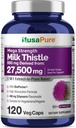 NusaPure Milk Thistle 50:1 Extract, 550 mg Equivalente a 27.500mg 120 Veggie Capsules Non-GMO, Vegan Max Strength - Estándarizado 80% Silymarin, Bioperina