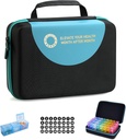 Organizador de Píldoras Mensuales 3 veces al día, 30 días Caja de Píldora de Viaje Organizador con 32 Compartimientos diarios, Caja de Organizador de Medicina para Vitamina, Aceite de Pesca, Suplemento (Negro)