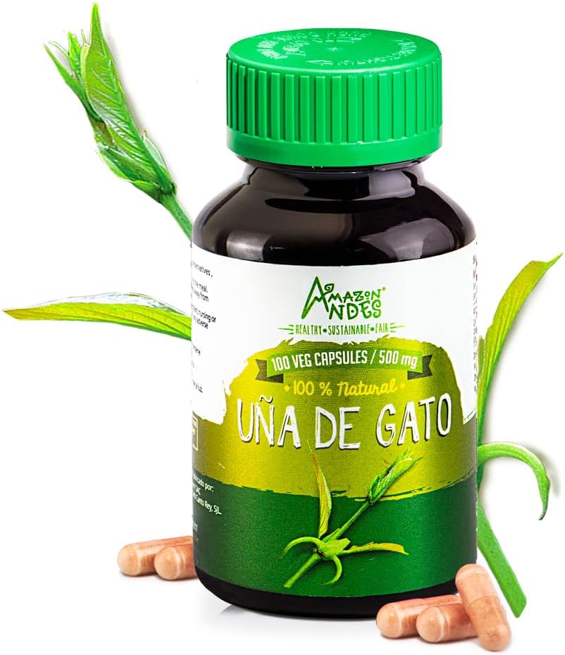 Garra de gato (Uncaria Tormentosa) Capsules l 1000mg per Serving superfood l Joints, Immune and Cardiovascular Systems Supporter l Vegan Pills l Sustentably sourced l Uña de Gato l Andes