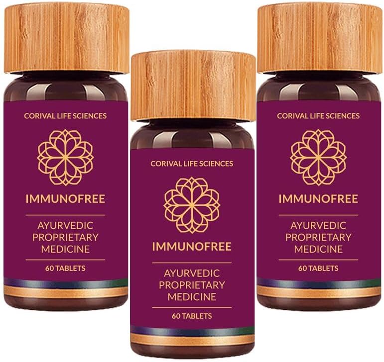 Biogetica Immunofree Herbal Supplement for Immune Support - Natural Potent Blend of Tulsi, Kalmegh, Yashtimadhu & Giloy for Immune Boost - 100% Vegan - 60 Tablets- Pack of 3