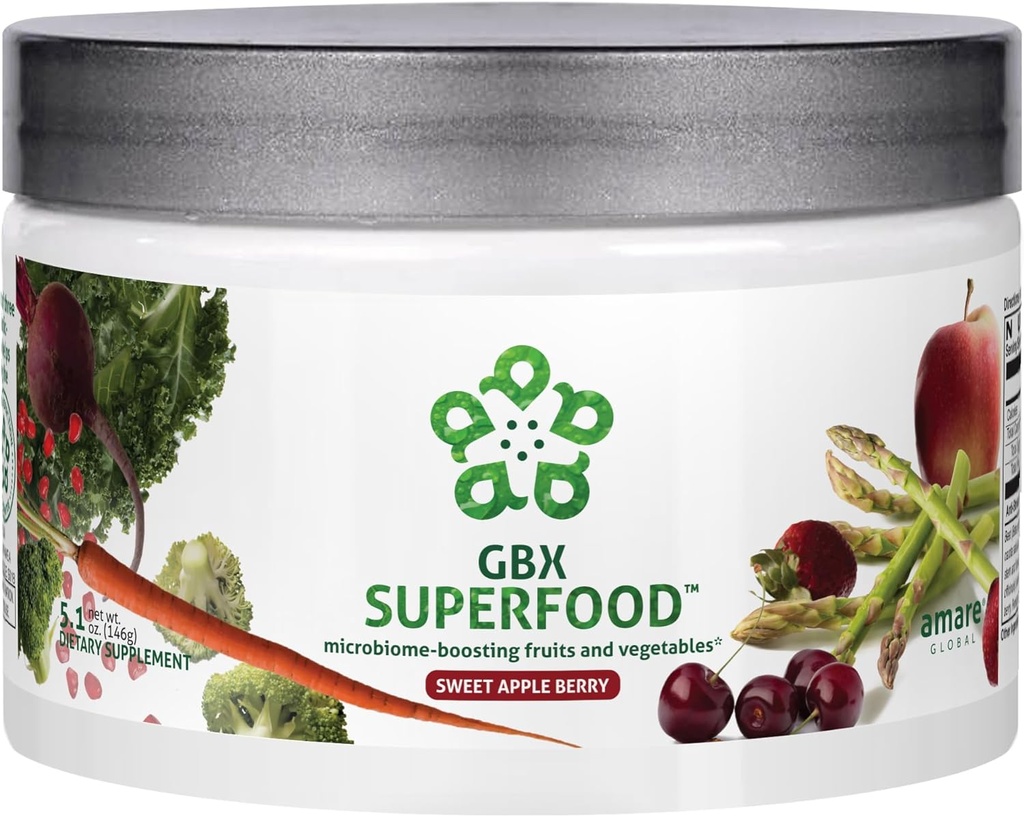 GBX SuperFoodTM Microbiome-Boosting Fruits and Vegetables, Sweet Apple Berry, 15 Servings