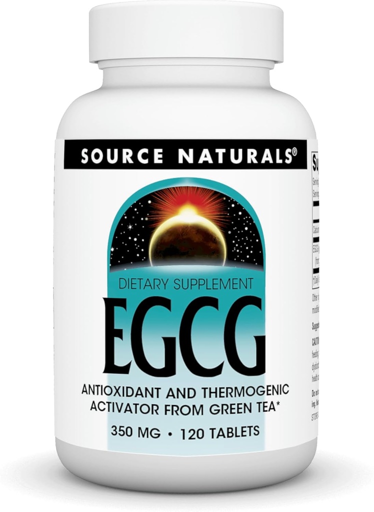 Fuente Naturales EGCG, Antioxidante y Activador Termogénico de Té Verde*, 350 mg - 120 Tabletas