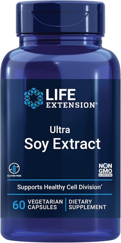Life Extension Ultra Soy Extract, Healthy Aging & Cell Health, Gluten-Free, Non-GMO, Vegetarian, 60 Capsules
