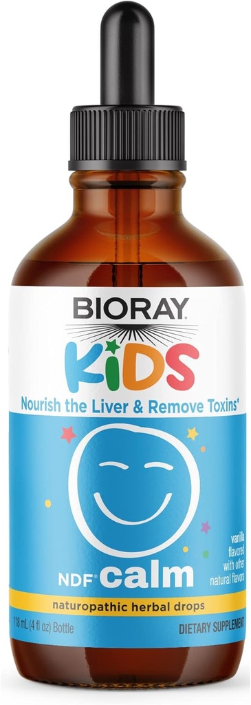 BIORAY Kids NDF Calm, Vanilla - 4 fl oz - Nourish The Liver &amp; Remove Toxins - Non-GMO, Vegan, Gluten Free - 2-4 Month Supply