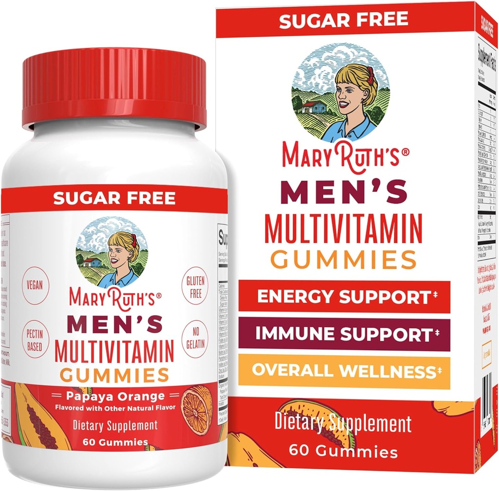 MaryRuth Orgánicas Gummies Multivitamínicas para Hombres   Vitaminas Vegan para Apoyo Inmunitario Silencio No-OMG &amp; Gluten Gratis Silencio 0g Azúcar Por Servir Silencio 60 Conde
