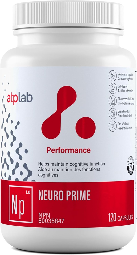 ATP LAB - Neuro Prime 120 cápsulas - Suplementos de memoria y cerebro - Suplementos de memoria y foco - Suplemento cognitivo y fatiga - Salud mental