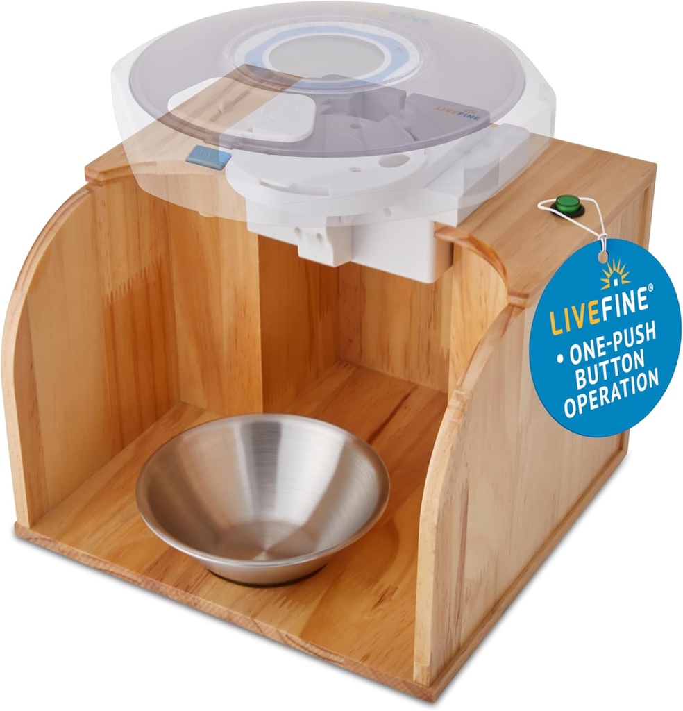 Dispensador de Píldoras LiveFine Tipper (Dispenser no está incluido), Operación de un solo toque, dispensador automático de la Píldora, Base de madera elegante, compatible con LiveFine &amp; Otros modelos líderes