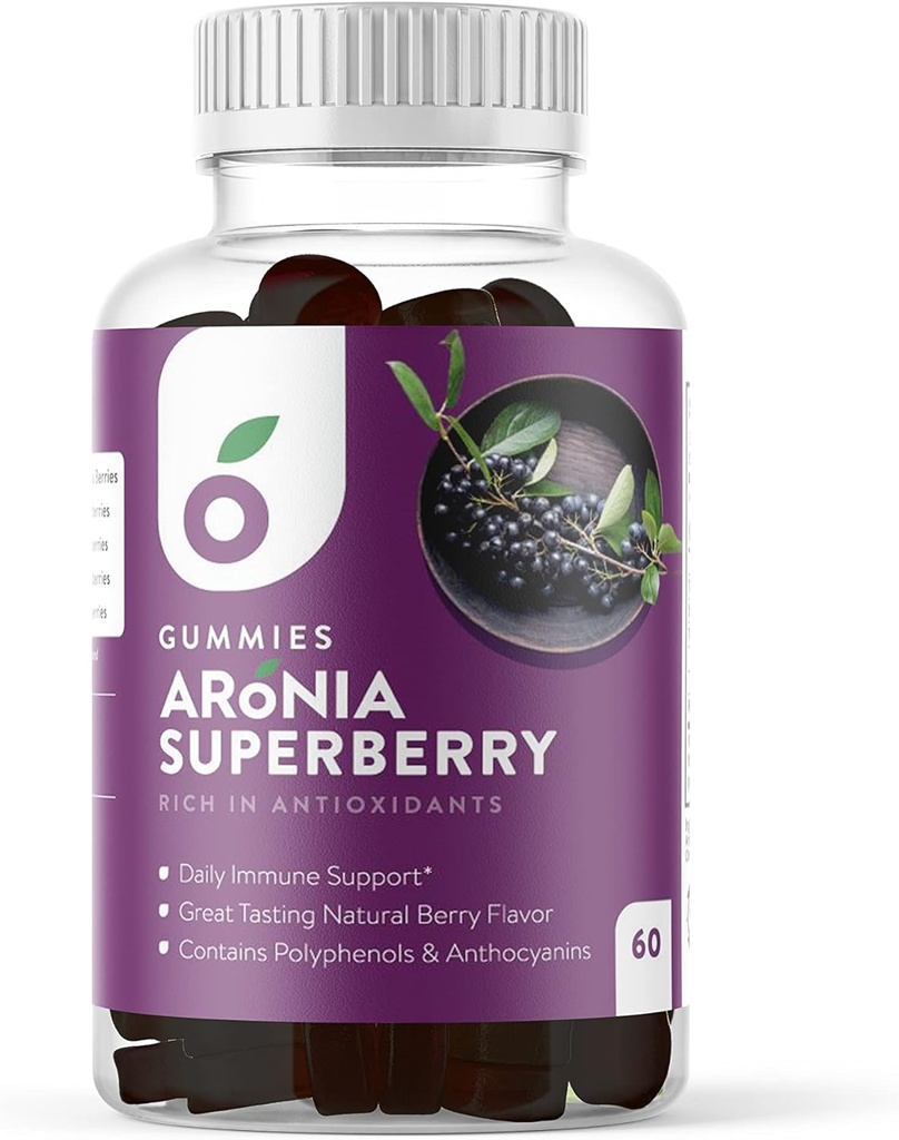 Aronia SuperBerry Gummies, soporte diario de inmune, rico en antioxidantes, mejor que el aderberry, gran sabor de Berry natural, 60 cuenta (30 días de suministro) (SuperBerry)