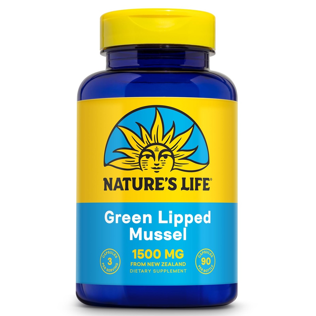 Mussel de color verde de la naturaleza 1500 mg - Nueva Zelanda suplemento de mejillón verde con ácidos grasos omega 3 omega naturalmente - Garantía de 60 días, Lab Verified - 30 Serviciones, 90 cápsulas