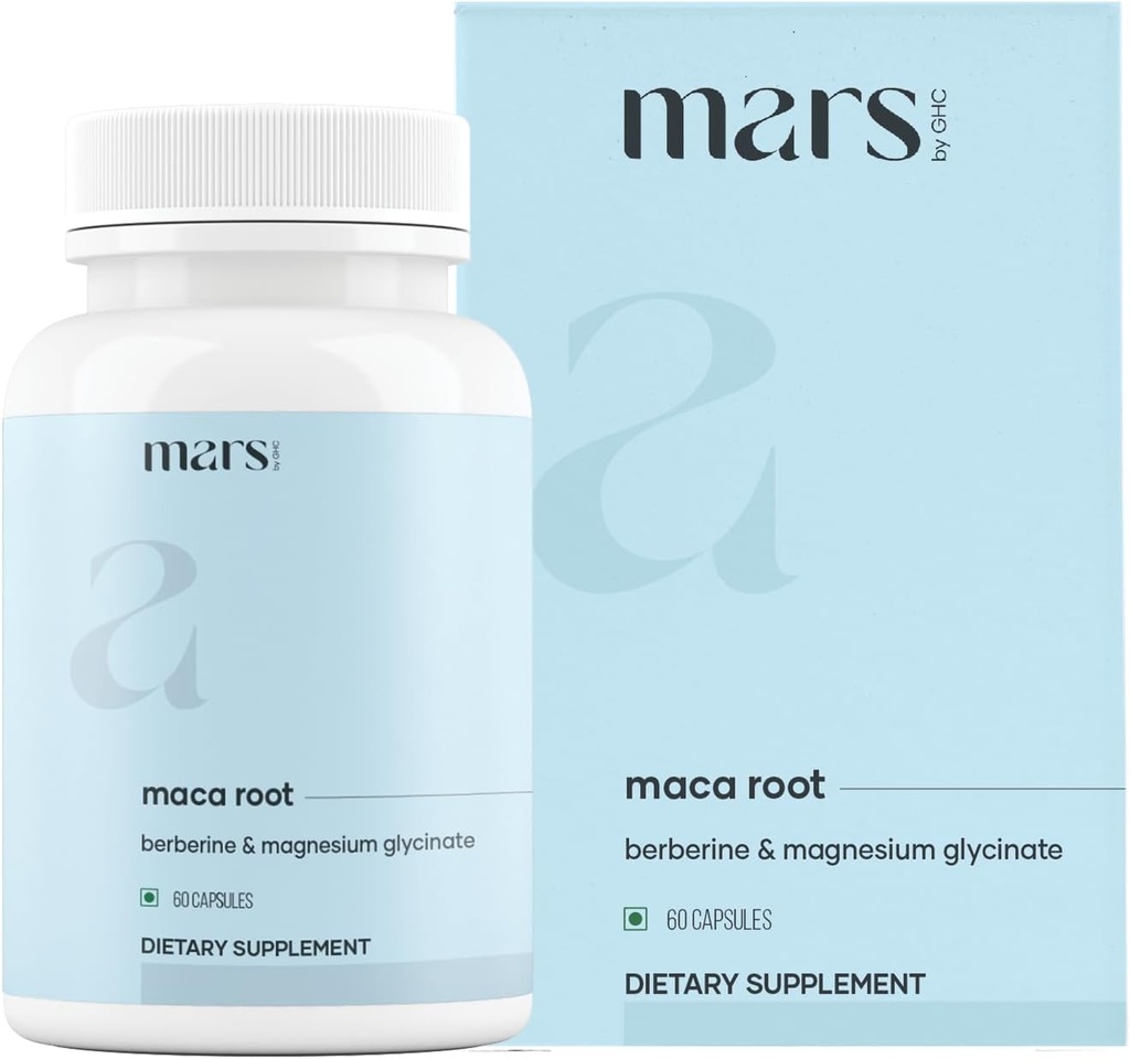 mars by GHC Maca Root Capsules with Ginseng, Magnesium & Berberine | Supports Vitality & Overall Well-Being | 60 Capsules Pack of 1