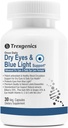 Trexgenics Dry Eyes & Blue Light Support Once Daily Vegetarian Formula with Lutein 10mg, Zeaxanthin 2mg, Bilberry, Ginkgo, Pine Bark, Vitamina C, Zinc &amp; Vitamina A (30 Veg Capsules)