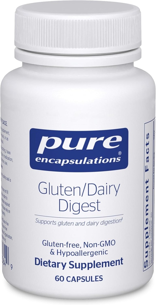 Pure Encapsulations Gluten/Dairy Digest ← Mezcla Única de Enzymes para apoyar la digestión saludable del gluten y el lácteo*  60 Capsules