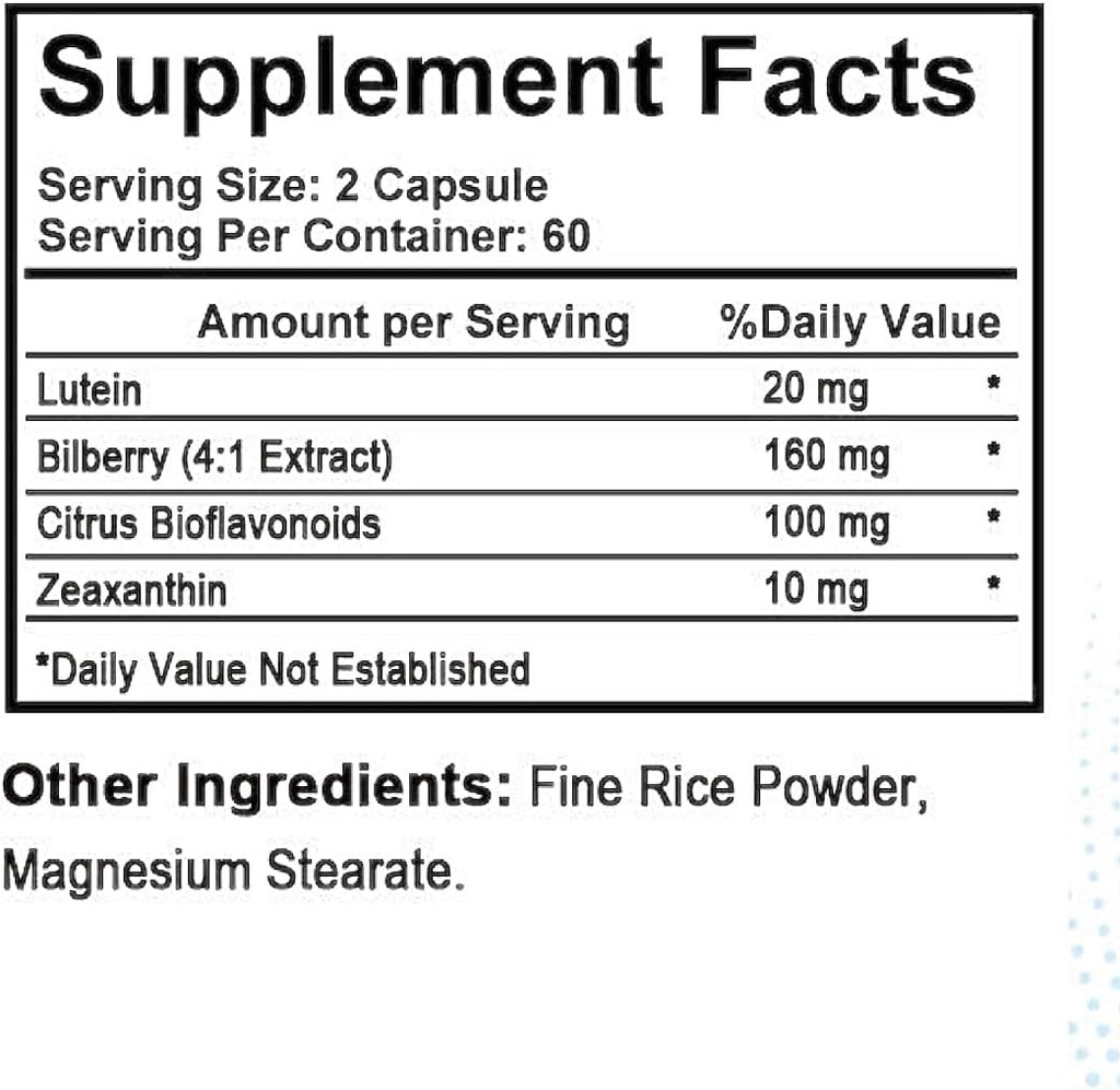 Complejo Ojo Total - Lutein + Bilberry + Zeaxanthin + Citrus Bioflavonoids - Ultra Visión Soporte Complemento para Ojos Saludables 120 Softgels, 60 Day Supply