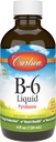 Carlson - B-6 Liquid, Vitamin B-6, Energy Production, Heart Health, Berry Lemonade Flavor, 120 mL (4 Fl Oz)