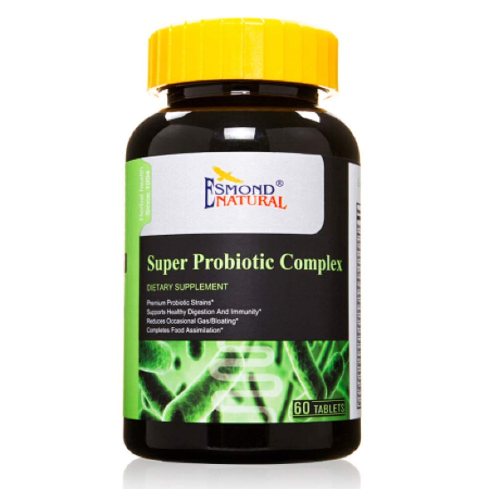 Complejo Super Probiótico (Reduce Gas Ocasional/Bloating), GMP, Certificado de Asistente de Producto Natural, Made in USA - 60 Tablets