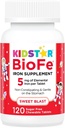 KidStar Nutrients BioFe Pure Iron Chewables for Kids &amp; Adults, Sweet Blast, No Sugar, Sweetened with Xylitol, 120 Chewable Tablets