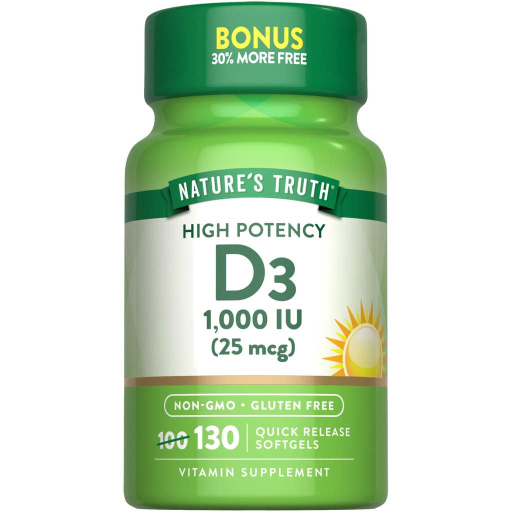 La verdad de la naturaleza Vitamina D3 1000 U Softgels ← High Potency Fórmula ← No Gluten