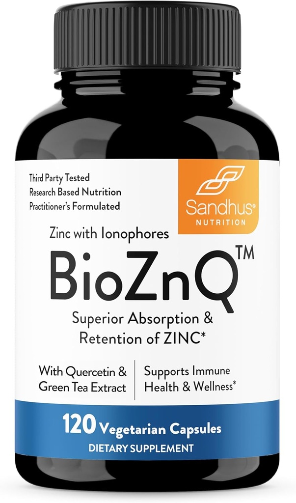 Suplemento Zinc de Sandhu con Ionophores   Quercetin &amp; Green Tea Extract for Superior Absorption and High Potency duración 800mg Vegetarian Capsules 120 Conde (Pack of 1) permanente Immune Support for Men &amp; Women