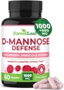 ForestLeaf D Mannose 1000mg Capsules - D-Mannose with Cranberry, Hibiscus & VIT C, Urinary Tract Health for Women and Men, Organic DMannose Pills for UTI, Urinary Health &amp; Bladder Support 60 cápsulas