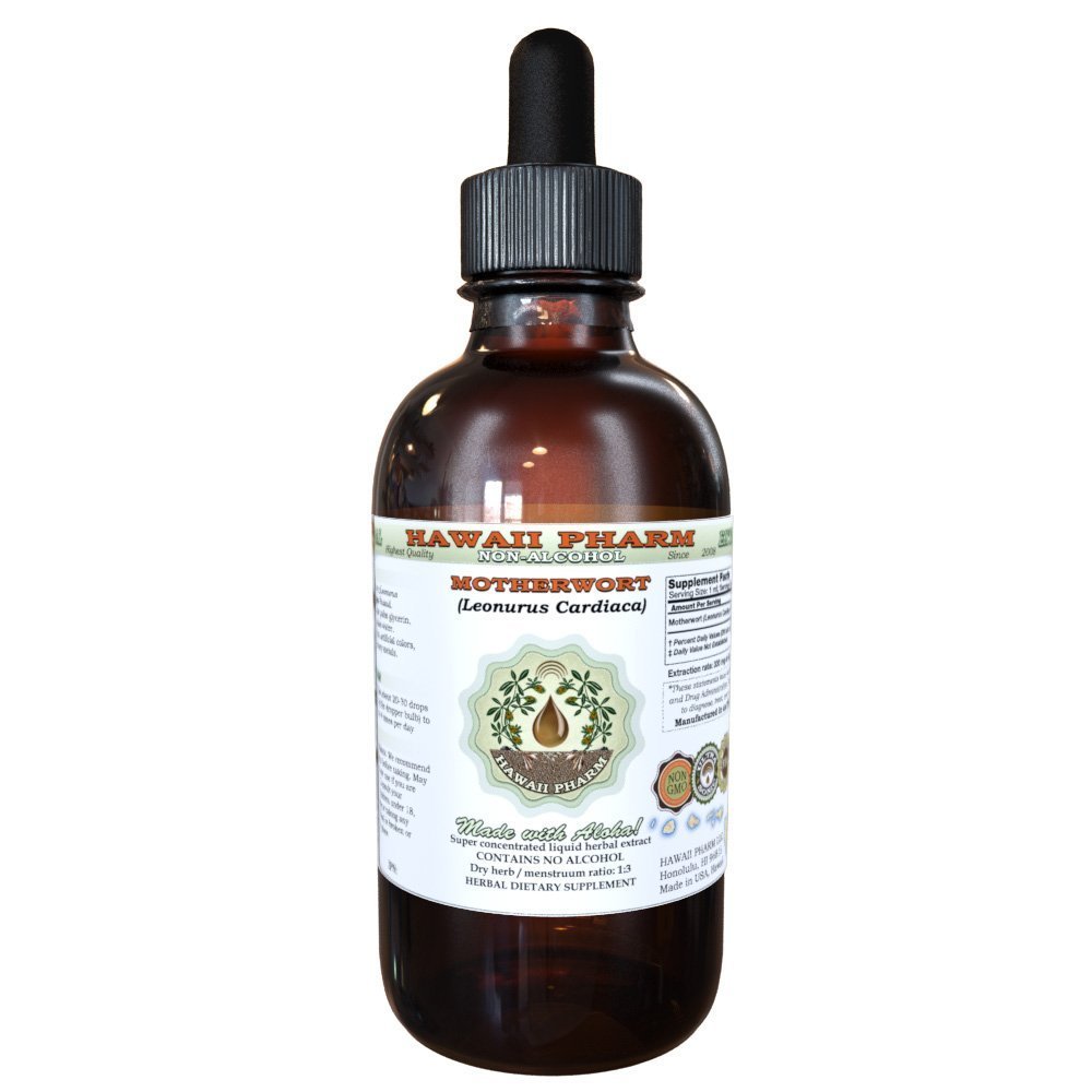 Motherwort Alcohol-Free Liquid Extract, Motherwort (Leonurus Cardiaca) Dried Herb Glycerite Natural Herbal Suplemento, Hawaii Pharm, USA 2 oz