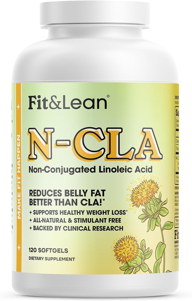 Fit " Lean N-CLA, Weight Loss Supplement, Reduces Belly Fat Better Than CLA, Boost Metabolism, Supports Lean Muscle, Stimulant Free, Non Conjugated Linoleic Acid, 120 Servings (Packaging May Vary)