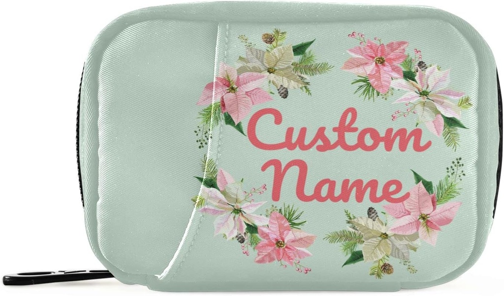 Caja de píldoras personalizada 7 días Pill bolsa de la flor de Navidad Nombre personalizado Travel Pill Organizer Bag with Zipper Portable Caja semanal Compacta Tamaño para el sujetador de suplemento de vitamina