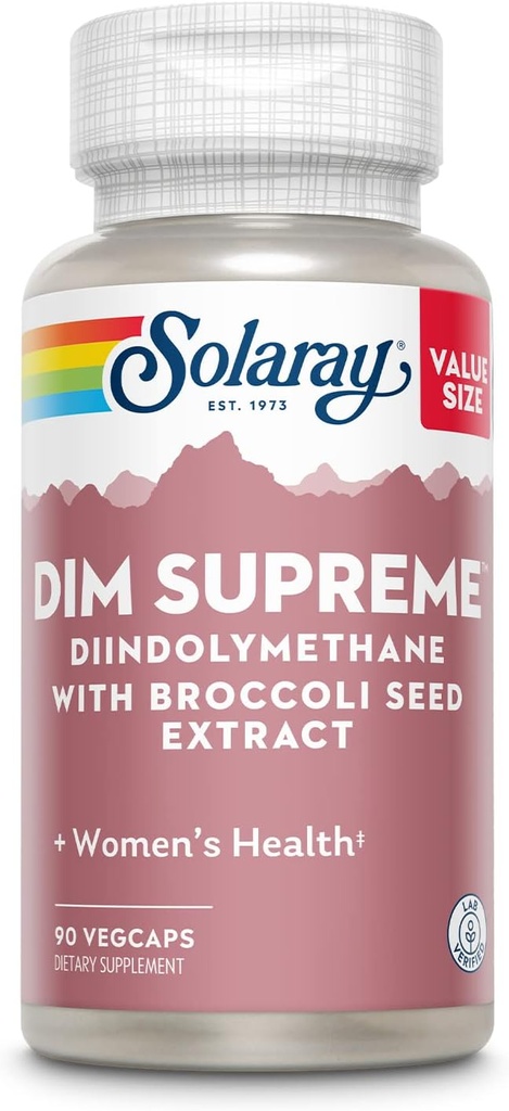 Solaray DIM Supreme 100mg  Menopause &amp; Estrogen Metabolism Suplemento con Broccoli Seed Extract ← 90 VegCaps