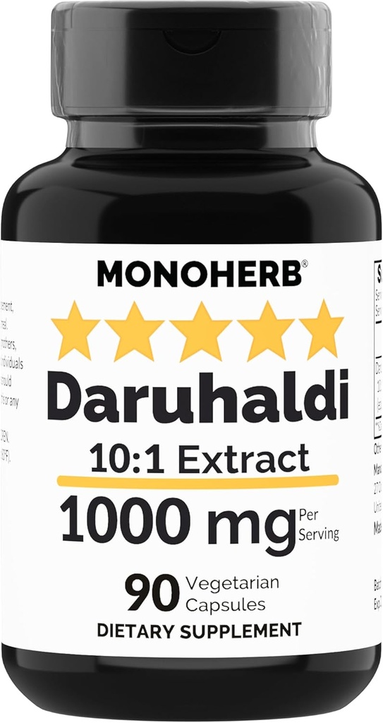 MONOHERB Daruhaldi Extracto 1000 mg - 90 cápsulas - Indian Berberry - Berberis Aristata - Daru Haldi
