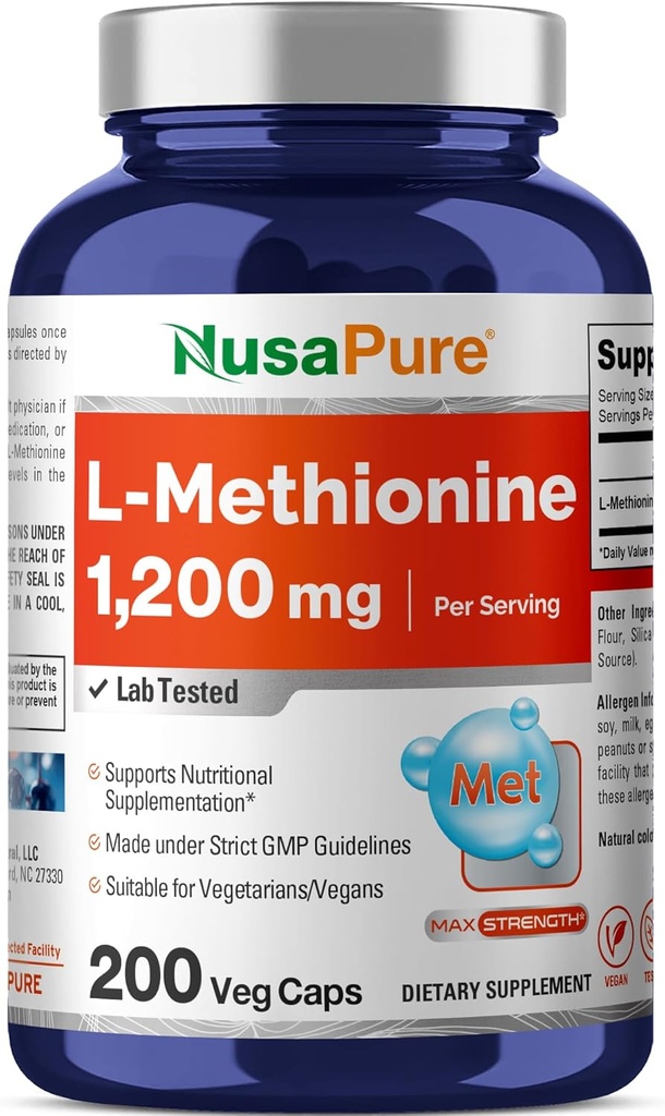 NusaPure L Methionine 1200mg ← 200 Capsules