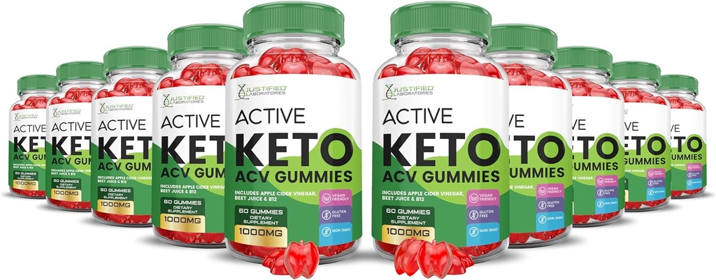 (10 Pack) Active Keto ACV Gummies Advanced Formula 1000MG ActiveKeto Keto Gummies Apple Cider Vinegar Formulated with Pomegranate Beet Juice Powder B12 Vegan Non GMO 600 Gummys