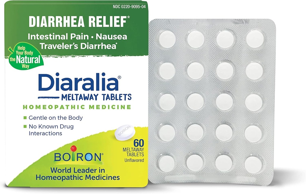 Boiron Diaralia Tablets for Diarrhea Relief, Gas, Bloating, Intestinal Pain, and Travler's Diarrhea - 60 Cuenta
