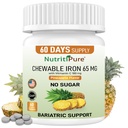 Chewable Iron Carbonyl 65 mg with Vitamin C 180 mg (for Women/Men) - Tablet in Pineapple Flavor 60 Count (1)