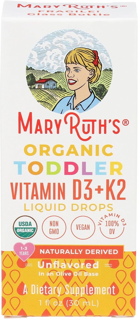 MaryRuth Organics Vitamina D3 TENIDO Vitamina K2 TENIDO Vitamina D3 K2 Drops TENIDO K2 D3 Vitamina Líquido Suplemento para niños pequeños para la absorción de calcio Huesos fuertes ANTE Vegan ANTE Gluten Free ← 1 Fl Oz