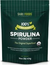 Pólvora Espirulina Orgánica (16 onzas): Naturalmente Vegan, Supplies Folate, Vitamina B12, Hierro, Ácidos Gordos Omega, GLA, Beta Carotene, Clorophyll, Aminoácidos