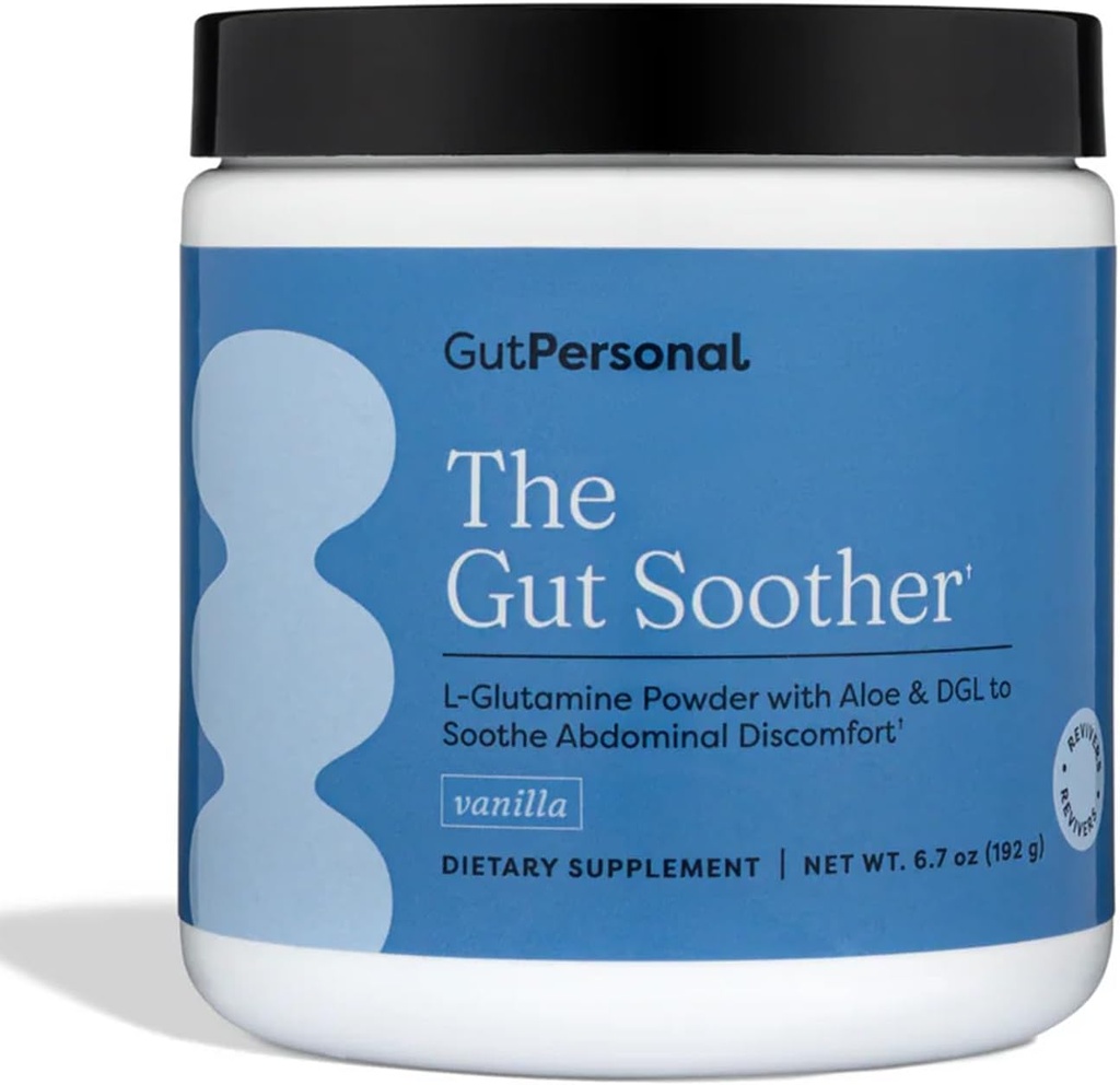 GutPersonal El Gut Soother L-Glutamine Powder Suplemento: Restaurar Gut Lining, Soothe Digestive Discomfort Mientras Promoción de la Salud Gut general, 30 Servings (Vanilla)
