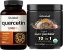 NatureBell Quercetin 1000mg Por Serving " 10 in 1 Mushroom Powder, 10oz Bundle Pack ← Ultra Strength Quercetin Suplemento Silencio Immune Booster " Brain Health Support