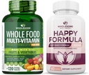 Wholesome Wellness Whole Food Multivitamin for Men - Natural Multi Vitamins, Minerals, Organic Extracts Happy Formula Natural Formula Relief Supplement Bundle