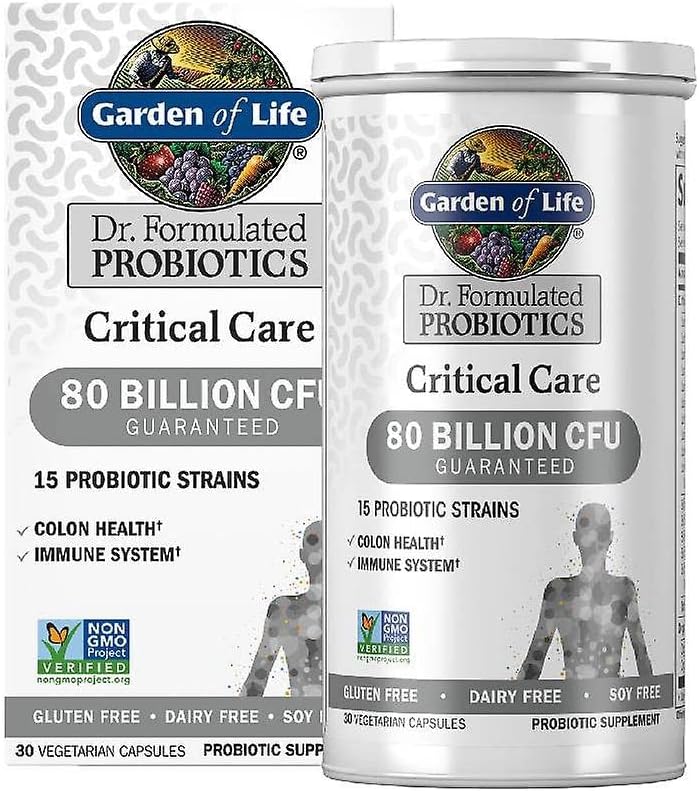 Jardín de la vida Dr. Probióticos Formulados Cuidado crítico 80 Billones CFU 15 Strains Colon Health and Immune System, 30 cápsulas