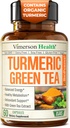 Suplemento de Curcumina Turmérica con Extracto de Té Verde (ECGC) " Vitamina C para la Salud Conjunta, Energía " Equilibrio de Inflamación - Curcumina Tumérica Orgánica con Pepper Negro - Sin gluten, No GMO - 60 cápsulas