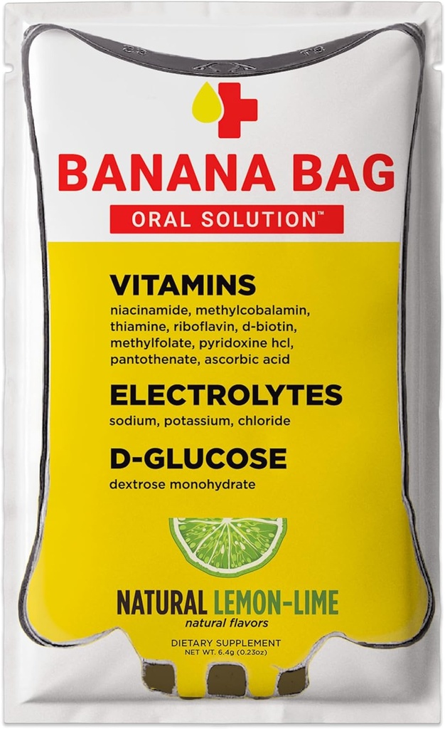 Bolso de plátano Solución Oral Packets – Limo Natural 15pk TENIDO A Refreshing Blend of Electrolytes, Vitamina C, y B-Complex para la hidratación diaria y la energía perfecta para cualquier estilo de vida.