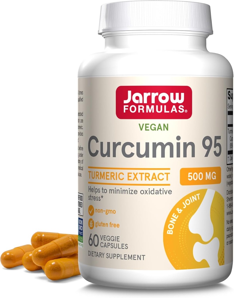Jarrow Formulas Turmeric Curcumin Suplemento - Curcumin 95, Suplementos Turméricos, 500 mg para Antioxidante &amp; Soporte Conjunto, 60 cápsulas
